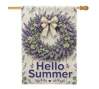 Ghirlanda per la casa, estate rustica lavanda eucalipto estate viola doppia tela esterna grande bandiera da giardino per esterni prato cortile patio ingresso 71 x 101 cm