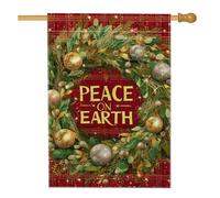 Ghirlanda per la casa, ornamenti natalizi dorati con foglie verdi rosse di Natale in iuta su entrambi i lati, bandiere decorative per portico anteriore per esterni, patio, cortile, prato, ingresso