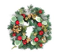 Ghirlanda per porta di Natale,Decorazioni natalizie con ghirlande artificiali con bacche rosse | Ghirlande decorative con palline di Natale per esterno, interno, portico, finestra