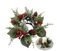 Ghirlanda Portacandele Natalizia - Decorazioni Festive Per La Tavola E Ornamenti Stagionali | Candeliere Corona 'Avvento In Seta E PP, Per Decorazione Da Parete, Caminetto E Tavola, Diametro 25 Cm