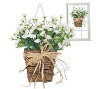 Ghirlanda primaverile per porta d'ingresso con margherite artificiali, ghirlanda floreale con cesto appeso per decorazioni primaverili per la casa..