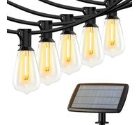 Ghirlanda solare esterna 25 lampadine LED ST38 in stile vintage: 7,6 m Guinguette solari luminosi esterni 3 modalità lampadine LED ST38 IP44 resistente alle intemperie, giardino terrazza matrimonio