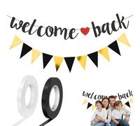 Ghirlanda Welcome Back, Striscione Decorativo di Bentornato con 1 Bandiera, 1 Catena di Bandierine e 2 Nastri da 5m, Perfetto per Feste di Bentornato, Ritorno a Casa, Baby Shower e Altro