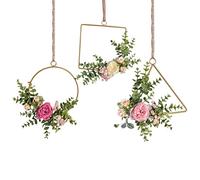 Ghirlande a Cerchio di Metallo Floreale Set di 3 peoni Artificiali e Ghirlanda di Rose per Lo Sfondo del Matrimonio Decorazioni per Decorazioni per Il Flusso d'arresto