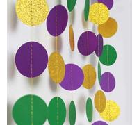 Ghirlande di carta kit cerchi ghirlanda puntini cerchio verde viola oro martedì grasso appeso banner sfondo forniture per feste per baby shower