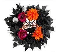 Ghirlande di Halloween, Halloween Wreath 50cm Pumpkin Skeleton Door Decor