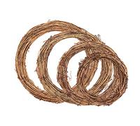 Ghirlande di Natale in rattan, stile retrò, con vite naturale, ghirlande rotonde di Natale, set fai da te, ghirlande in rattan, decorazione da appendere alla parete per feste, decorazioni natalizie