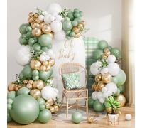 Ghirlande di palloncini verde salvia in bianco e oro - palloncini in lattice di diverse dimensioni per compleanni, baby shower, feste di genere reveal party, matrimoni e feste