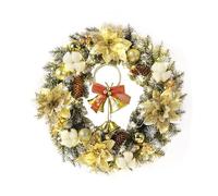 Ghirlande Natalizie A LED Resistenti For Porta D'ingresso, Ghirlanda Ornamentale Con Campanelli, Fiori E Palline Di Natale, Decorazione Invernale Di Alta Qualità(Gold,50cm)