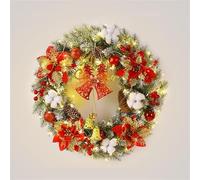 Ghirlande Natalizie A LED Resistenti For Porta D'ingresso, Ghirlanda Ornamentale Con Campanelli, Fiori E Palline Di Natale, Decorazione Invernale Di Alta Qualità(Red)