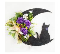 Ghirlande per porte d'ingresso, Decorazione da appendere alla parete della porta con ghirlanda di gatto lunare multicolore di Halloween(A)