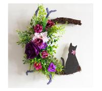 Ghirlande per porte d'ingresso, Decorazione da appendere alla parete della porta con ghirlanda di gatto lunare multicolore di Halloween(B)