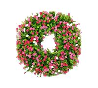 Ghiro della porta primaverile - Decorazione del cerchio rosa per porta d'ingresso | Piccola ghirlanda di fiori decorazioni per la casa stagionale | Farmhouse Rustic colorato ghirlant di finestre per t
