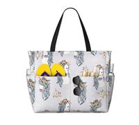 Ghjkfbf Adorabile Cavalli Stampa Grande Capacità Beach Travel Bag Per Famiglia, Beach Tote Bag Per Le Donne Con Tasche Con Cerniera