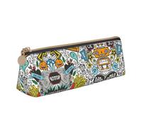 Ghjkfbf Astuccio in pelle con stampa di arte comica, sacchetto con cerniera per forniture di cancelleria, piccola borsa cosmetica
