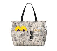 Ghjkfbf Borsa da viaggio da spiaggia di grande capacità con stampa di vini e vinificazione con stampa di campo d'uva per la famiglia, borsa da spiaggia per le donne con tasche con cerniera