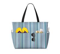 Ghjkfbf Borsa da viaggio verticale della spiaggia di grande capacità della stampa delle strisce per la famiglia, borsa di totalizzatore della spiaggia per le donne con le tasche