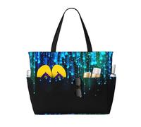 Ghjkfbf Borsa di viaggio della spiaggia di grande capacità della stampa della linea blu per la famiglia, borsa di totalizzatore della spiaggia per le donne con le tasche