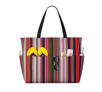 Ghjkfbf Borsa di viaggio della spiaggia di grande capacità della stampa verticale delle strisce colorate per la famiglia, borsa di totalizzatore della spiaggia per le donne con le tasche della
