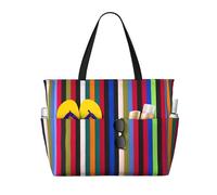 Ghjkfbf Borsa di viaggio della spiaggia di grande capacità della stampa verticale delle strisce colorate per la famiglia, borsa di totalizzatore della spiaggia per le donne con le tasche della