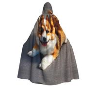 Ghjkfbf Divertente mantello con cappuccio per adulti con stampa marrone Corgi Butt Brown per Halloween elegante mantello per carnevale feste a tema cosplay
