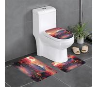 Ghjkfbf Giappone Monte Fuji Paesaggio Stampa 3 Pezzi Tappeti Bagno Tappeti Set di Tappeti Da Bagno Tappeto Da Bagno A Forma di U Tappetino Copertura del
