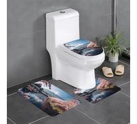 Ghjkfbf Giappone Monte Fuji Paesaggio Stampa 3 Pezzi Tappeti Bagno Tappeti Set di Tappeti Da Bagno Tappeto Da Bagno A Forma di U Tappetino Copertura del