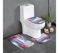 Ghjkfbf Giappone Monte Fuji Paesaggio Stampa 3 Pezzi Tappeti Bagno Tappeti Set di Tappeti Da Bagno Tappeto Da Bagno A Forma di U Tappetino Copertura del