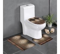 Ghjkfbf Set di 3 tappeti da bagno con stampa di luci colpite dal muro di mattoni, set di tappetini da bagno a forma di U
