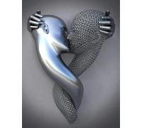 GHJKL Statua in metallo 3D, arte dell'amore, baci, abbraccio, coppia, poster artistico da parete, soggiorno, senza cornice (statua 06, 40 x 60 cm), 1 pezzo