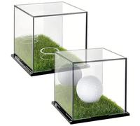 Ghjkldha Acrylic Golf Ball Display Box, 2X Clear Single Golf Ball Stand, Storage Case for Dust Protection, Ideal for Baseball and Golf Ball Display and Storage,Clear Golf Ball Case