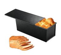 Ghjkldha Bread Pan with Lid, Carbon Steel Bakeware, Non Stick Loaf Tin, Corrugated Baking Mold, for Home Kitchen Restaurant Bakery Cafe Bread Sandwich Toast Baking Cooking Loaf Making Tool