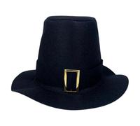 Ghjkldha Cappello a cilindro da pellegrino, vestito regolabile per il Ringraziamento, costume da adulto con nastro con fibbia, divertimento per le feste con cosplay, cappello a cilindro nero, abito f