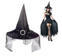 Ghjkldha Cappello Da Strega - Cappello Da Strega In Pizzo Accessorio Costume Femminile,Accessori Originali Decorazione Festa per Interno Esterno e Feste in Maschera