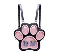 Ghjkldha Cute Backpack, Cat Paw Themed Kids School Bag, Large Capacity Storage with Plush Doll Display, Ideal Travel Daypack for Cat Lovers, Students, Outings, and Everyday Use