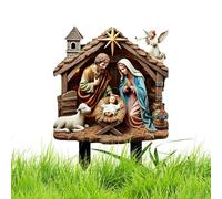 Ghjkldha del giardino della Nascita di Gesù | del presepe | Segno di Gesù all'aperto | Paletto unico per statua da giardino con 30x23,5 cm/11,81x9,25 pollici, perfetto per giardini ed esterni