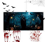 Ghjkldha Garage Door Cover, Scary Decoration, Outdoor Backdrop, 157.48x72.83 Inches, Hangable Wall Display, for Home Holiday Party, Lawn Yard, Garden, Photography, Seasonal Event