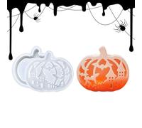 Ghjkldha Halloween Molds, Silicone Resin Molds, Pumpkin Mold, Festive Lamp And Tealight Shapes, Flexible Casting Craft Tools, Ideal for Epoxy Wax Plaster Table Decor Centerpieces Use