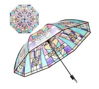 Ghjkldha Hand Painted Transparent Umbrellas, Vintage Automatic Folding Design, Stylish Options, Unique Rain Protection Fashionable Folding Umbrellas, Creative Transparent Designs, Practical for Love