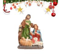 Ghjkldha Holy Family Statue, Nativity Scene Decor, Christmas Figurine, Hand Painted Resin Finish with Stable Base Design, Ideal for Living Room Table Bookshelf Fireplace Hotel or Holiday Display