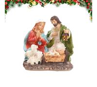 Ghjkldha Holy Family Statue, Nativity Scene Decor, Christmas Figurine, Hand Painted Resin Finish with Stable Base Design, Ideal for Living Room Table Bookshelf Fireplace Hotel or Holiday Display