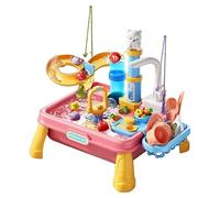 Ghjkldha Kids Water Table, Outdoor Activity Toy, Built in Pump Set, Water Play Sensory Table for Boys Girls Ages 4 8 Playroom Daycare Patio Beach Garden Park Use Fun Splash Learning Game