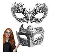 Ghjkldha Maschera di carnevale, maschera di pizzo,Benda in pizzo retrò | Set di maschere per lui e per lei, per costumi per il carnevale del ballo di fine anno