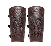 Ghjkldha Medieval Bracers Men, PU Leather Cosplay, 24.5x19.5cm, Vintage Knight Wrist Guards, Embossed Forearm Protection, Adjustable Straps, Costume Accessory for LARP, Halloween