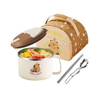 Ghjkldha Ramen Bowl Set - Capybara Salad Spoon for Everyday Dining, Noodle with Cute Design, Large Ceramic Dinnerware for Cooking Lovers, Office, Apartment, Kitchen, Durable Easy Clean Soup, Cereal