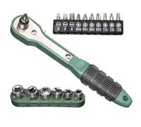 Ghjkldha Set di punte a cricchetto, 17 pezzi, chiave a due vie ergonomica, impugnatura antiscivolo per risparmiare sforzo, 13,2 x 3,34 cm, strumento portatile per la riparazione di elettrodomestici