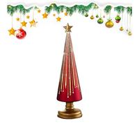Ghjkldha Tabletop Christmas Tree, Lighted Holiday Mini Tree Decor 2.76 x 5.91 inches, Battery Operated with Ornaments and LED Lights for Desktop Bedroom Fireplace Hotel Living Room Party Display