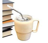 Ghjkldha Transparent Drinkware Kit, Printed Beverage Vessel, Straw Sipper Container, Crystal Mug Lid Tube Grip Coffee Hot Cold Servingware use Restaurant Kitchen Wedding Picnic Camping Outdoor Dining