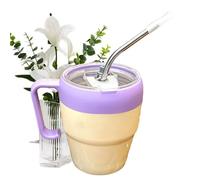 Ghjkldha Transparent Drinkware Kit, Printed Beverage Vessel, Straw Sipper Container, Crystal Mug Lid Tube Grip Coffee Hot Cold Servingware use Restaurant Kitchen Wedding Picnic Camping Outdoor Dining