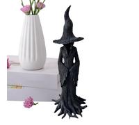 Ghjkldha Witch Resin Figurine, Handcrafted Gothic Desktop Ornament, Mystical Shelf Accent, 8x8x20cm, Home Decor Ideal for Garden, Mantel, Wedding, Thanksgiving Display Haunted House Themes Gatherings